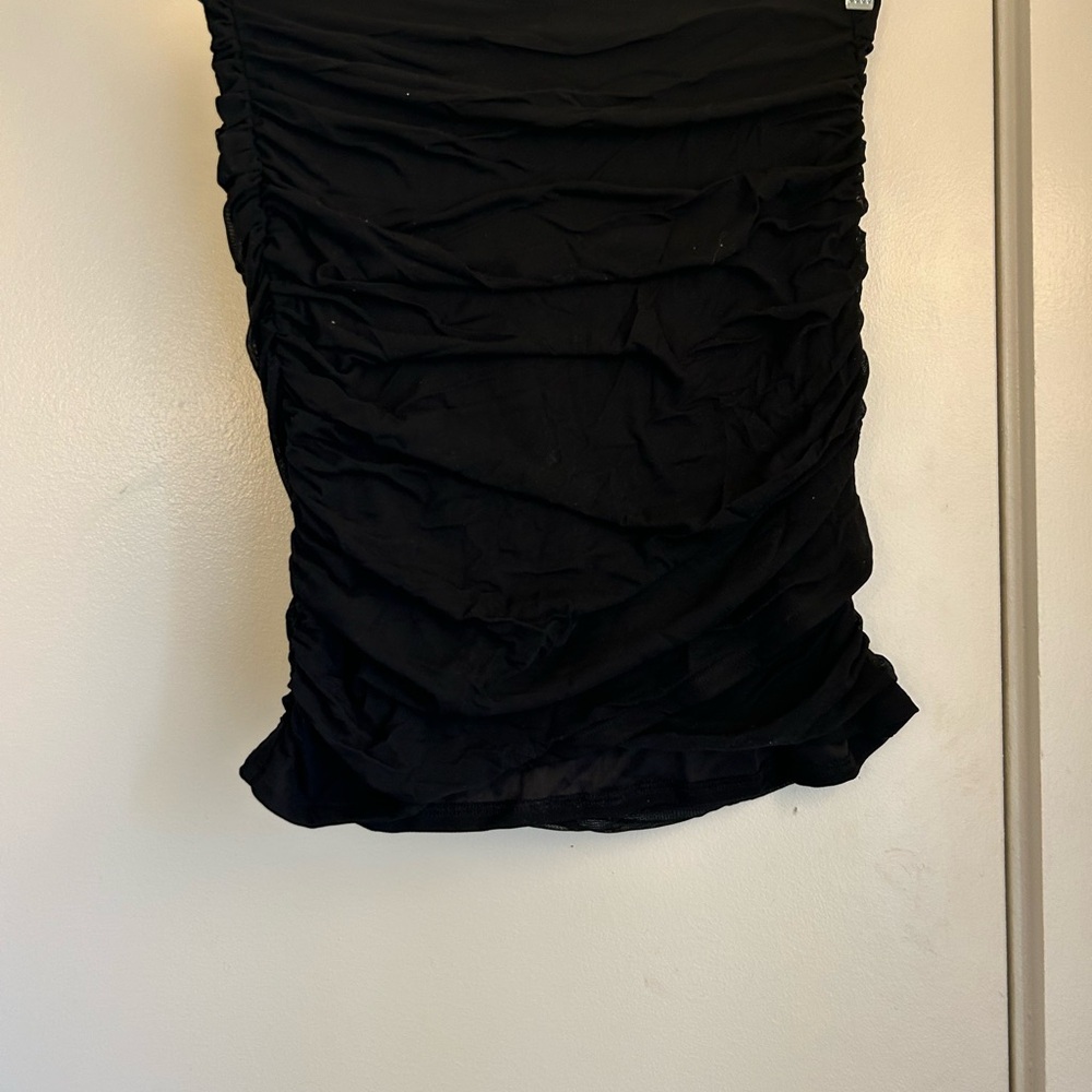 Black Mini Bubble Skirt with Ruched Style for Night Out